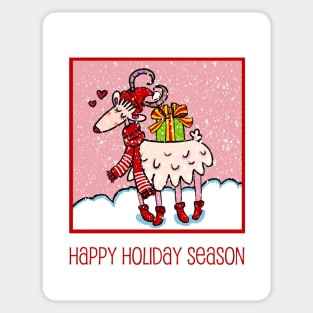 Christmas goat in the snow on a facemask Sticker